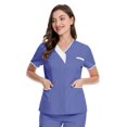 thumbnail image 2 of TAIAOJING Women Scrubs Tops Casual Short Sleeve V Neck Nursed Working T Shirts Top With Pocket Solid Color Blouse, 2 of 4