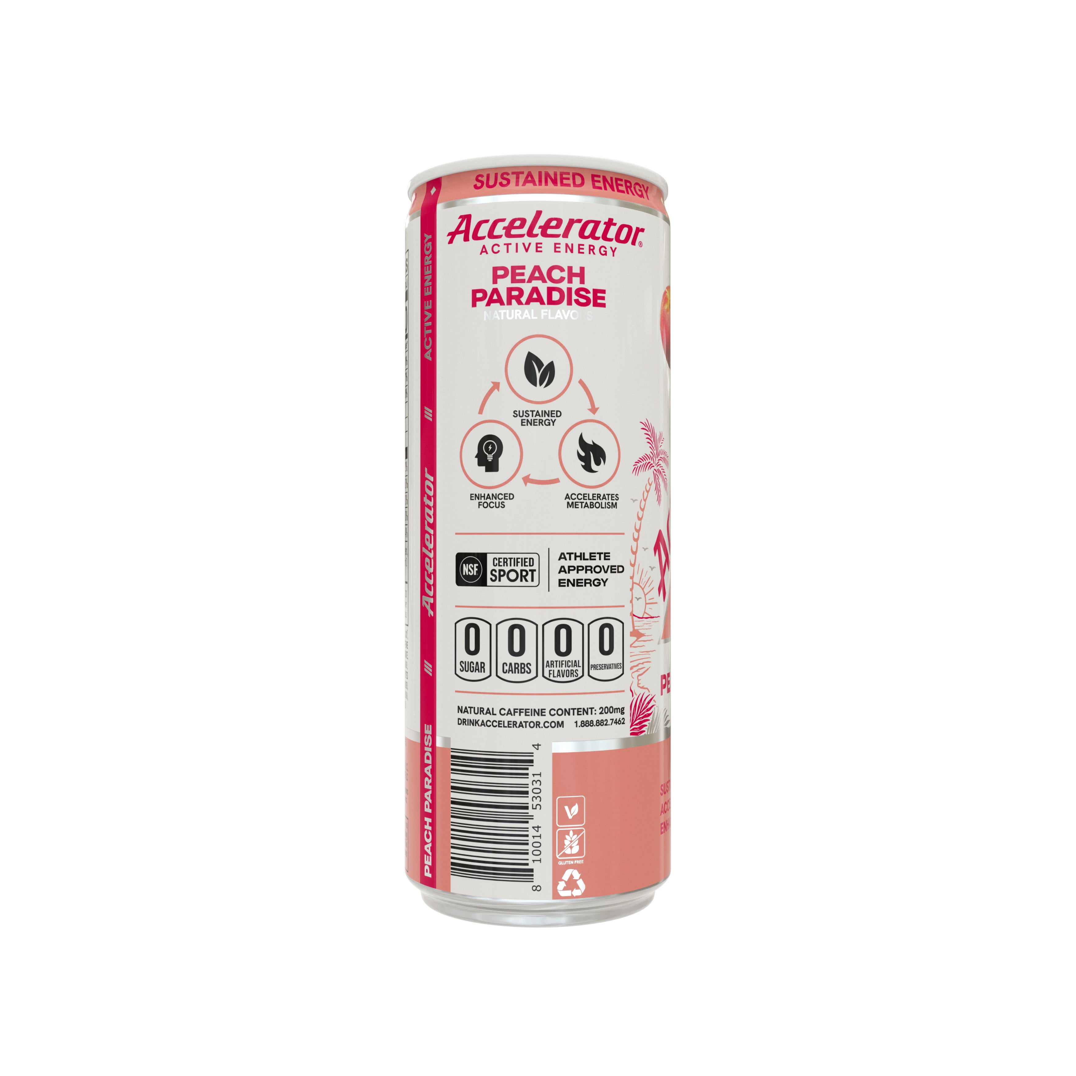Accelerator Peach Paradise Energy Drink, 12 fl oz can