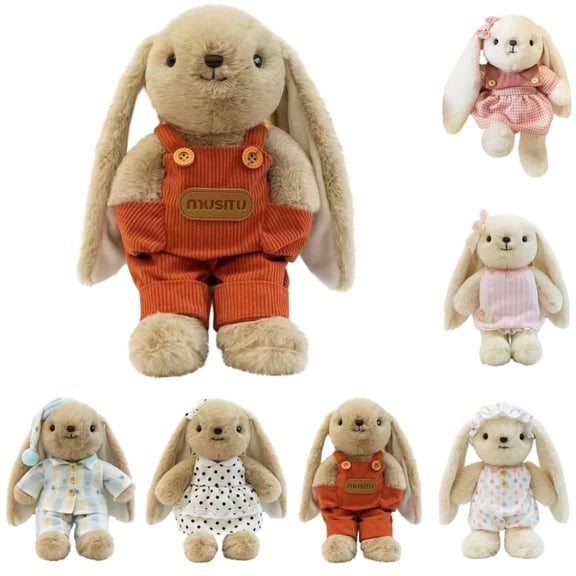 Wizlet Bunny Stuffed Animals with Dress & Bow, Soft & Cute Rabbit Plush Toys, Rabbit Stuffed Animal, Bunny Plush Toys for Birthday and Holiday Gifts - D