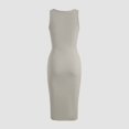 thumbnail image 4 of Gibobby Vestido sexy para mujer verano casual cuello redondo botón roscado vestido ajustado inferior cordón vestido(Gris,CH), 4 of 5