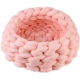 thumbnail image 2 of Cesta hecha a mano para mascota, perro, gato, cuerda gruesa de algodón trenzado, almohada suave para dormir, cachorro, gatito, lana tejida (35 cm, color rosa) oso de fresa Electrónica, 2 of 5