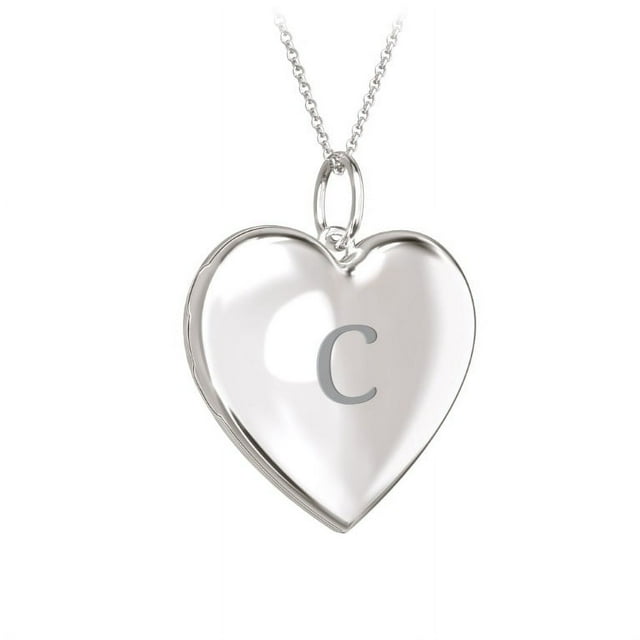Initial Heart Locket Necklace in 10K White Gold