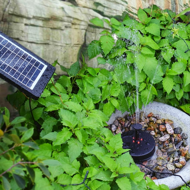 Amdohai Pompe de fontaine solaire pour bain d'oiseaux 6 V 3,5 W Pompe à eau  submersible sans balais à énergie solaire Batterie intégrée LED pour  terrasse, jardin, étang, piscine 