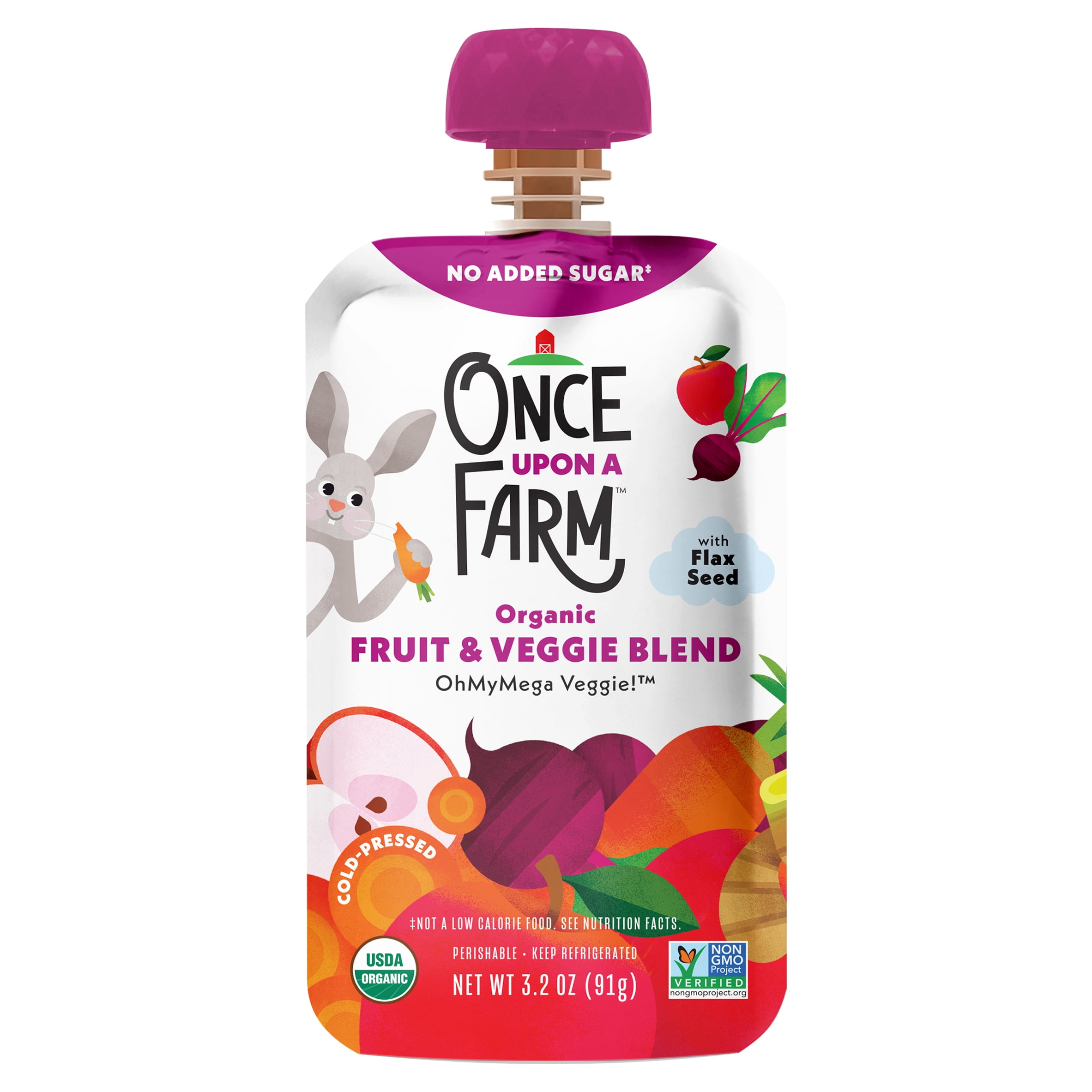 Once Upon a Farm Organic Stage 2 Baby Food, Oh My Mega Veggie, 3.2 oz ...
