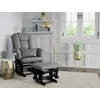 Storkcraft Tuscany Glider with Ottoman with Lower Lumbar Pillow, Black Finish with Gray Cushions