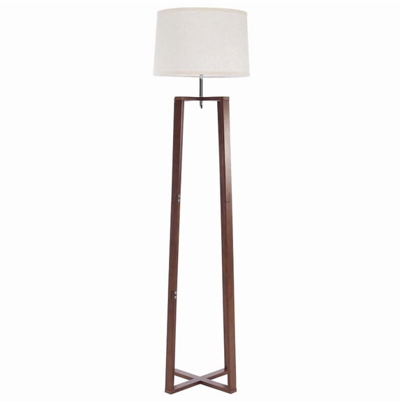 Booniture Bamboo Corner Floor Lamp for Living Room,Linen Shade Floor Lamps for Bedroom,Rustic Standing Lamp for Dining Room and House Décor with E26 Base Walnut