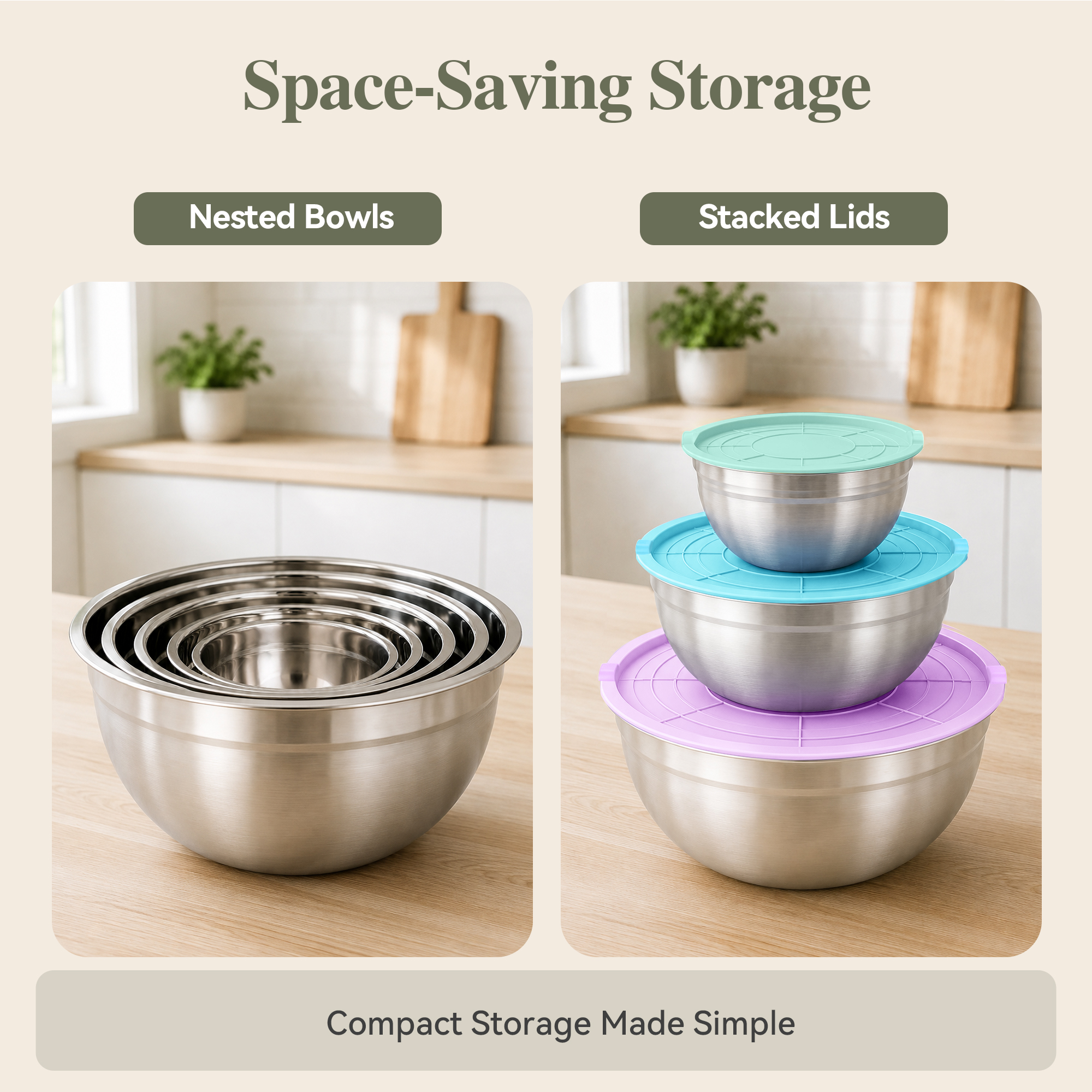 TINANA 5-Pack Stainless Steel Mixing Bowls with Lids photo 5
