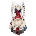 thumbnail image 2 of Christmas Dresses for Women Women's Fashion V-neck Casual Fit Christmas Print Party Long Sleeve Dress with Fur for Festive Occasion,Beige,L, 2 of 5