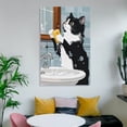thumbnail image 3 of YarnArtistry Funny Bathroom Canvas Wall Art Black Cat Bathroom Poster Prints Whimsical Animal Painting Cute Cat Washroom Artwork Picture Wall Decor for Living Room Restroom, 3 of 6