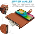 thumbnail image 4 of Decase for iPhone 16 Pro Max Wallet Phone Case with Crossbody Lanyard Strap & Wrist Strip,Shockproof Stylish Zipper Pockets Case with Card Slots+Cash Slots,PU Leather Flip Folio Book Design,Brown, 4 of 12