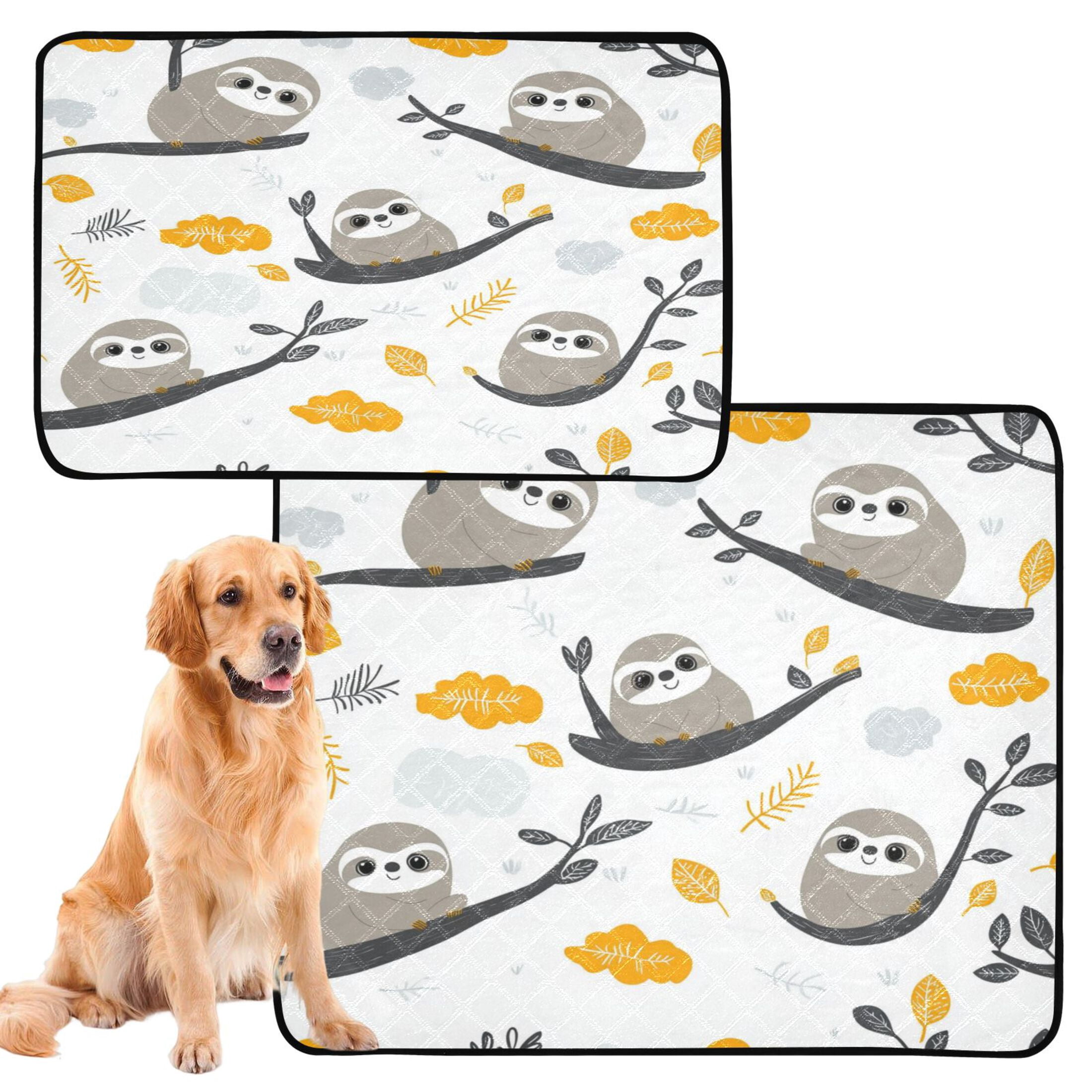 Qxltty Cute Sloth Patterns Lying on A Branch Cat litter Pads Pet Set of 3 Diaper Mats Center Anti-leakage Layer Absorbent Soft and Comfortable