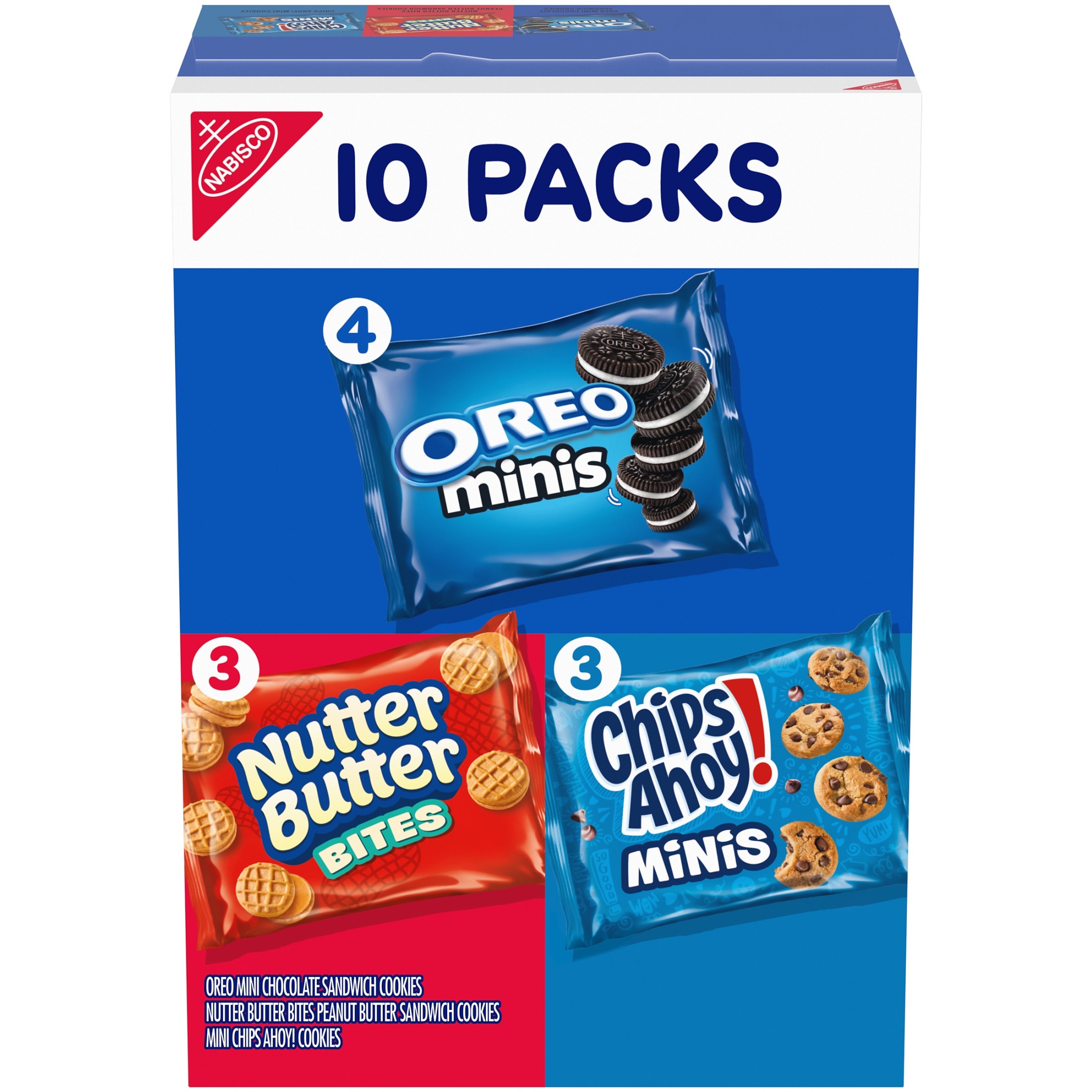 Nabisco Cookies Variety Pack, OREO Minis, Nutter Butter Bites, & CHIPS AHOY! Minis,10 Snack Packs