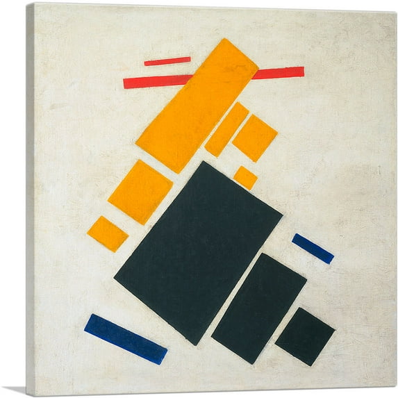 ARTCANVAS Suprematist Composition Airplane Flying 1915 Canvas Art Print by Kazimir Malevich - Size: 18" x 18" (0.75" Deep)
