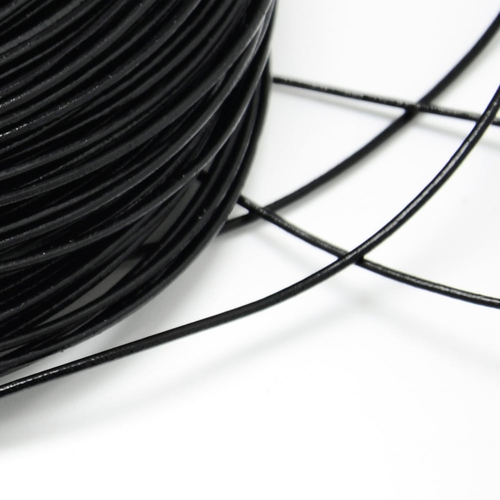 1bundle Round Cowhide Leather Cord Leather Rope String for Bracelets Necklaces Black 4mm about 100yard/bundle
