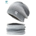thumbnail image 2 of Deago Women's Tie Dye Winter Beanie Hat Scarf Set Warm Knit Hat Thick Fleece Lined Skull Caps Neck Warmer (Gray), 2 of 8
