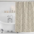 thumbnail image 4 of Beige Baroque Waterproof Fabric Shower Curtain,Farmhouse Scroll Floral Pattern Art Waterproof Fabric Shower Curtain for Bathroom Curtains Bathtubs Hotel Shower Curtains with 12 Hooks Stall 48x72in, 4 of 8