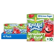 (4 pack) Kool-Aid Jammers Artificially Flavored Drink, 10 Pouches, for School Lunches and On-the-Go Hydration, Strawberry Kiwi Flavor, Excellent Source of Vitamin C, 6 fl oz