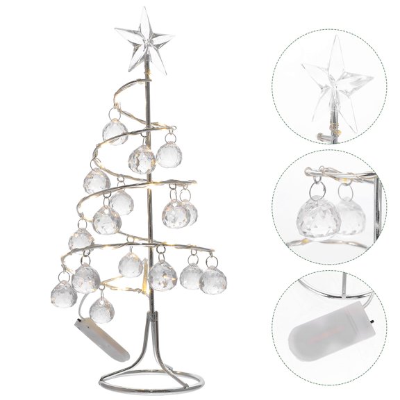 COMPUKAS Christmas Tabletop Tree with Built-in LED Lights, Festive Holiday Decoration for Home, Office, 1 Set