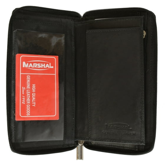 Mens Wallet - Genuine Leather Checkbook Cover Zippered Credit Card ID Holder Wallet 653 CF ...