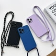 Simple Crossbody Lanyard Silicone Case For iPhone 15 11 12 13 14 Pro