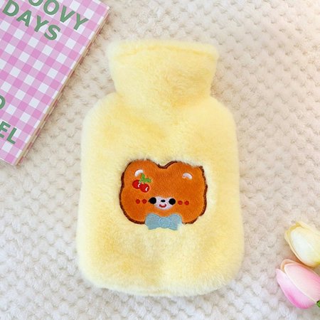 Household Warm Belly Reusable Cartoon Plush Water Heating Pad Hot Water Bottle Bag Hand Warmer Heat Pack YELLOW