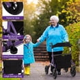 thumbnail image 2 of Giantex All-Terrain Rollator Walker w/ Pneumatic Tires, Foldable Outdoor Walkers, Lightweight Walker for Seniors, Purple, 2 of 6