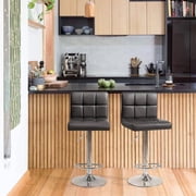 Lacoo Bar Stools Adjustable 360-Degree Swivel PU Leather Barstools with Back Set of 2, Black