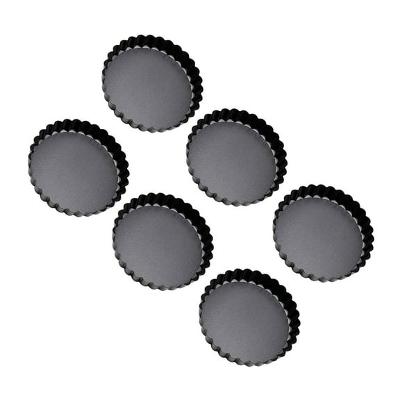 Pack of 6 Tart Pans Removable Bottoms Eggs Tart Molds Non Small Mold Set Carbon Steel for Baking