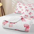 thumbnail image 4 of Erosebridal Princess Bowknot Bed Spread Queen for Boys Girls, Pink Watercolor Queen Coverlet Set, 3-Piece, 4 of 7
