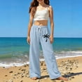 thumbnail image 2 of ZXLBBD Girl's Elastic Waist Straight Leg Summer Beach Pants with Drawstring for Kids Kids Comfort Soft Bottoms Versatile Casual Outdoor,Light Blue,Size 8 Y-9 Y, 2 of 4