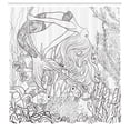 thumbnail image 3 of Ambesonne Mermaid Shower Curtain, Surreal Little Mermaid, 69"Wx84"L, White Grey, 3 of 5