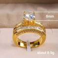 thumbnail image 4 of 8*8mm Round Cut CZ 925 Silver Band Women's White Gold/Yellow Gold Ring Size 6-10, 4 of 7