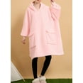 thumbnail image 4 of Musuos Women Soft Warm Flannel Blanket Nightgown Wearable Oversized Hooded Blanket Sweatshirts, 4 of 8