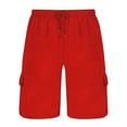 thumbnail image 6 of RYDCOT Men's Casual Cargo Shorts Elastic Waist Drawstring Breathable Outdoor Summer Beach Shorts with Pockets Hiking Shorts Red, 6 of 6