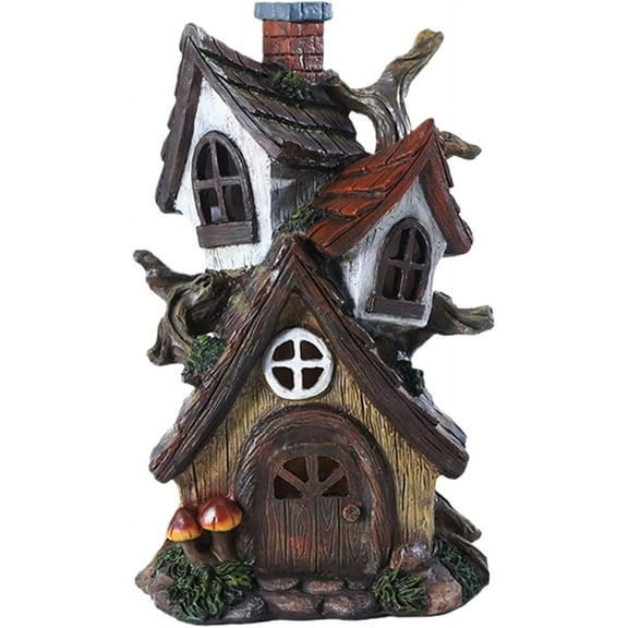11.6" Resin Fairy Garden House - Miniature Cottage, Perfect for Patio, Lawn & Garden Decor