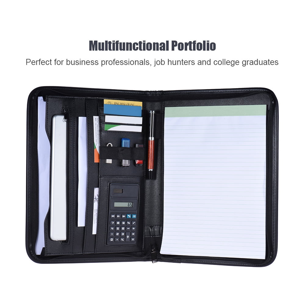 Multifunctional Professional Business Zippered Portfolio Padfolio