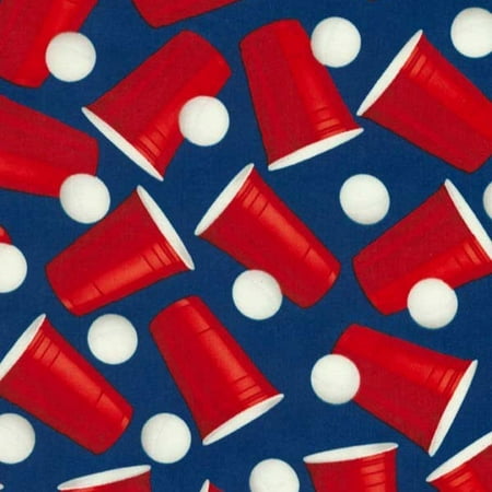 Food Novelties - Timeless Treasures Fabrics Food Novelty Fabric Blue Beer Pong
