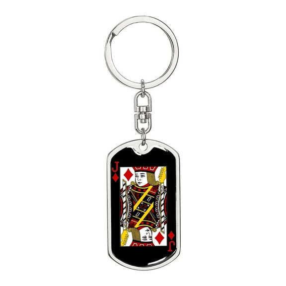 Jack Of Diamonds Keychain Dog Tag Stainless Steel or 18k Gold