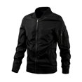 thumbnail image 1 of Chaqueta Bomber Varsity para Hombre Chaquetas de Béisbol Ligeras con Cremallera Negro L Unique Bargains Chaqueta, 1 of 6