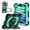 Black+Mint Green, variant on Case For iPad mini 6 (2021)/mini 7 (2024) Multi-functional With 360 Rotating Stand and Shoulder Strap