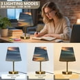 thumbnail image 3 of Modern Minimalist Cone Desk Lamp Antique Bronze Base & Linen Shade Bedside Table Lamp for Bedroom Living Room, Office, Dorm Beautiful Ionic Cloud Small, 3 of 8