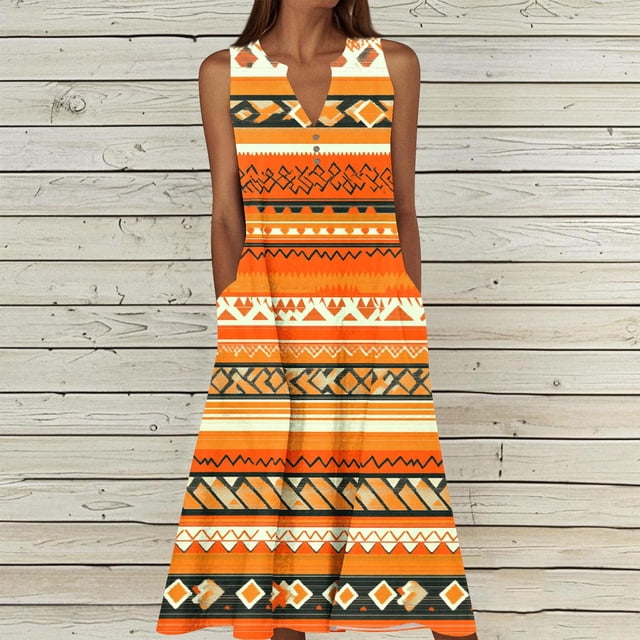 TaTaai Womens Sleeveless V Neck Casual Summer Dress Strap Design Loose Fit Maxi Long Dress Beach Vacation Sundress Gift