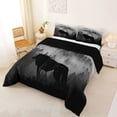 thumbnail image 2 of Erosebridal Black White Misty Jungle Wolf Print Full Size Comforter Sets, Foggy Jungle Bedding Sets for Men and Women, Black Reversible 3 Pieces, 1 Comforter and 2 Pillowcases, 2 of 6