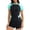Green, variant on uvwlwu Women Half Zip Color Block Rash Guard Two Piece Swimsuit with Shorts,S