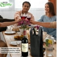 thumbnail image 2 of Black Wine Non-Woven Reusable Single Bottle Tote Bags - One Bottle Reusable Shopping Bags - Wine Gift Bags with Handles, (150), 2 of 7