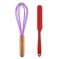 thumbnail image 1 of Juego de mini utensilios de cocina de 2 piezas: utensilios de cocina de silicona con mangos de madera, 1 of 5