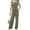 Olive green, variant on Girls Romper Girls Jumpsuit Solid Color Ruffle Strap Smocked Jumpsuit with Belt & Pockets 5-12Y