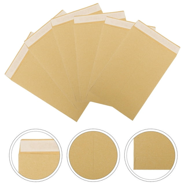FUTUREORYY 100Pcs Self Stick Envelopes Kraft Paper Money Envelopes for Cash Organizing and Saving