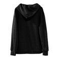 thumbnail image 5 of XIAOCHA Womens Hoodies Button V Neck Long Sleeve Solid Color Ribbed Knit Hooded Sweater Simpel Oversized Pullover Drawstring Top Black, 5 of 6