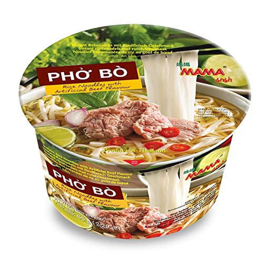 NineChef Set - MAMA Instant Bowl of Noodles with Delicious Thai Flavors (Pho Bo Artificial Beef Flavor, 6 Pack )plus NineChef Brand Spoon